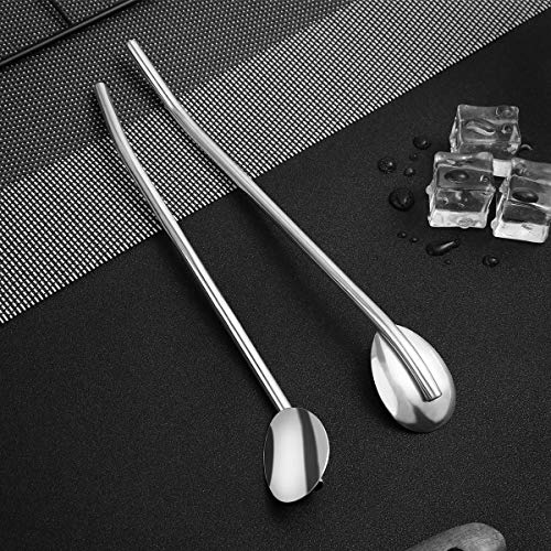 BESTonZON 6 Stück Edelstahl Herzform Metall Trinkhalm Wiederverwendbare Strohhalme Cocktail Löffel Set (Ovale Form) – Bild 4