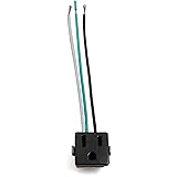 Longdex 3-Wire Outlet 15A 125V Black Snap-in Grounding Receptacle with Leads