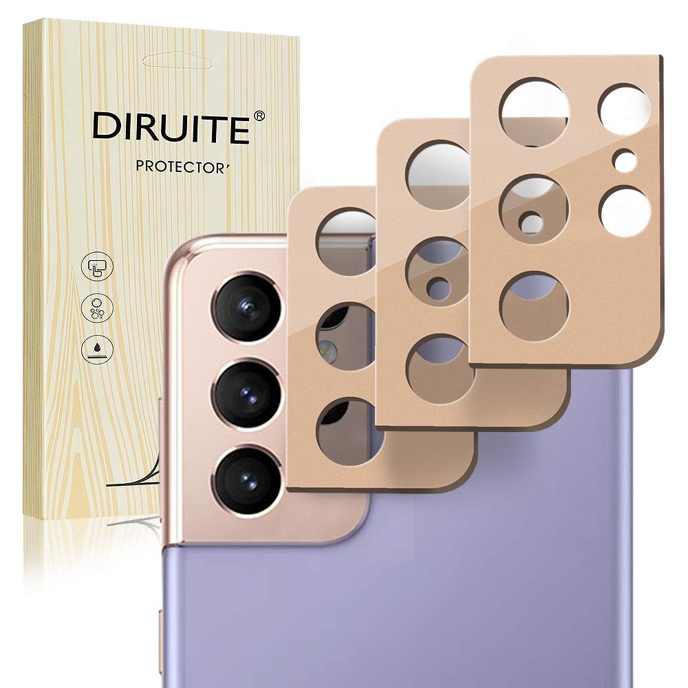 Diruite 3-Pack for Samsung Galaxy S21 Ultra 5G Camera Lens Protector Metall Lens Protective for Samsung Galaxy S21 Ultra 5G Camera Lens Protector-Golden