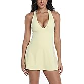 Womens Tennis Dress Built in Shorts Athletic Golf Active Workout Dress with Pockets