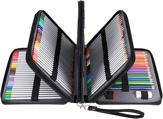 Amazon Sumnacon 2本入り Pu 色鉛筆ケース 大容量 ペンケース ペンシルホルダー 色鉛筆 ペン 定規 消しゴム 文具収納 筆箱 シンプル 持ち運び便利 色鉛筆なし ブラック ペンケース 文房具 オフィス用品