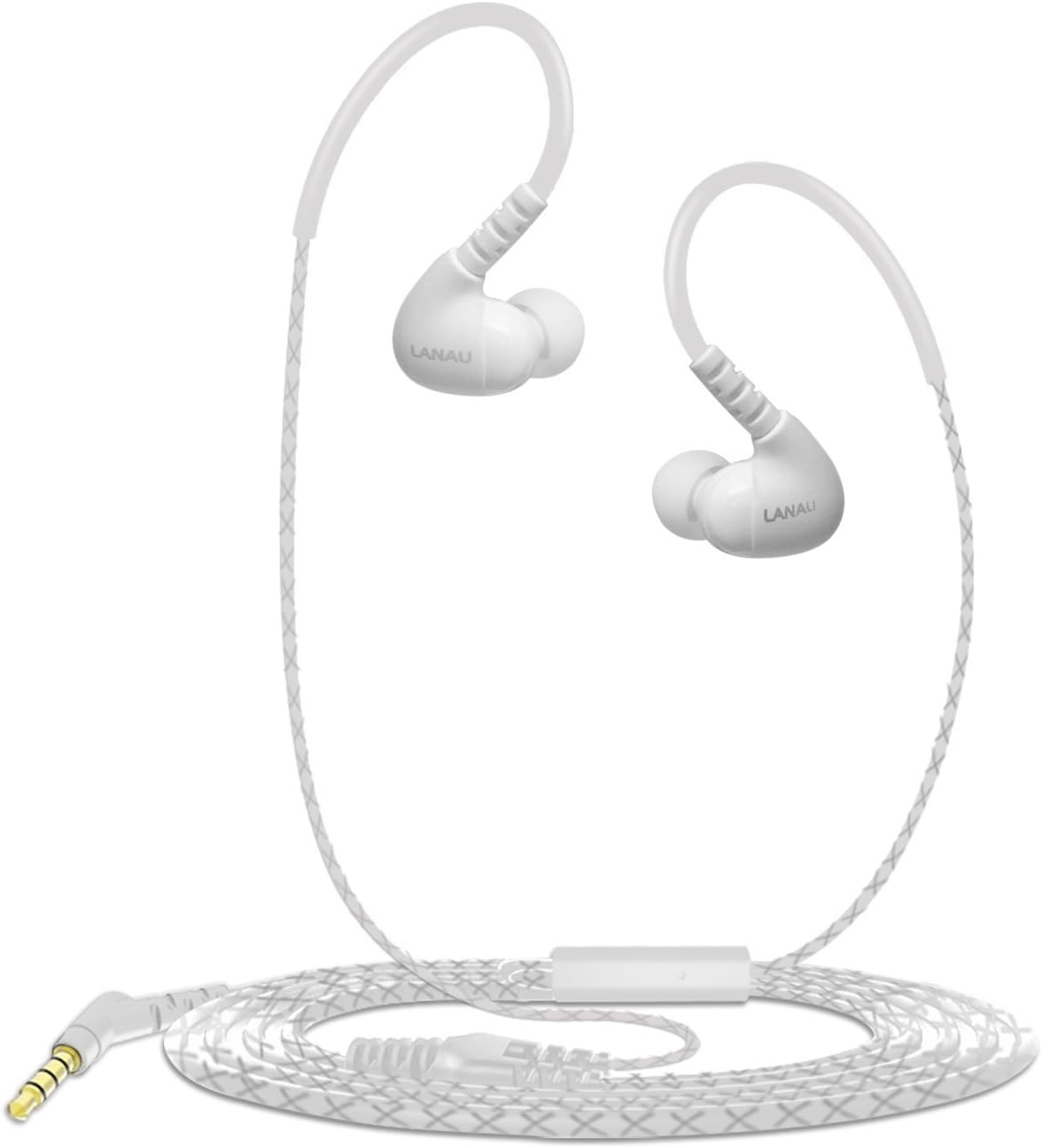 Earphones, LANAU Sports Headset Noise Isolating Sweatproof in-ear Headphones with Microphone, for iPad/iPod/iPhone/Android Smartphones/ MP3/ MP4 and Laptop Tablets