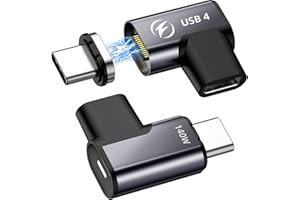 HanCenDa 140W USB C Magnetic Adapter 2Pack, 24Pins USB C 90 Degree Adapter with USB4 20Gbps 8K 60Hz Video for Thunderbolt 3 MacBook Pro/Air, Tablet, Laptop, iPhone 15/15 Pro/15 Max/15 Pro Max