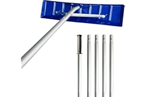 MTB Garden 20 Feet Snow Roof Rake, 25 Inch Blue Poly Blade and Aluminium Handle, Snow Rake Telescoping Snow Removal Tool