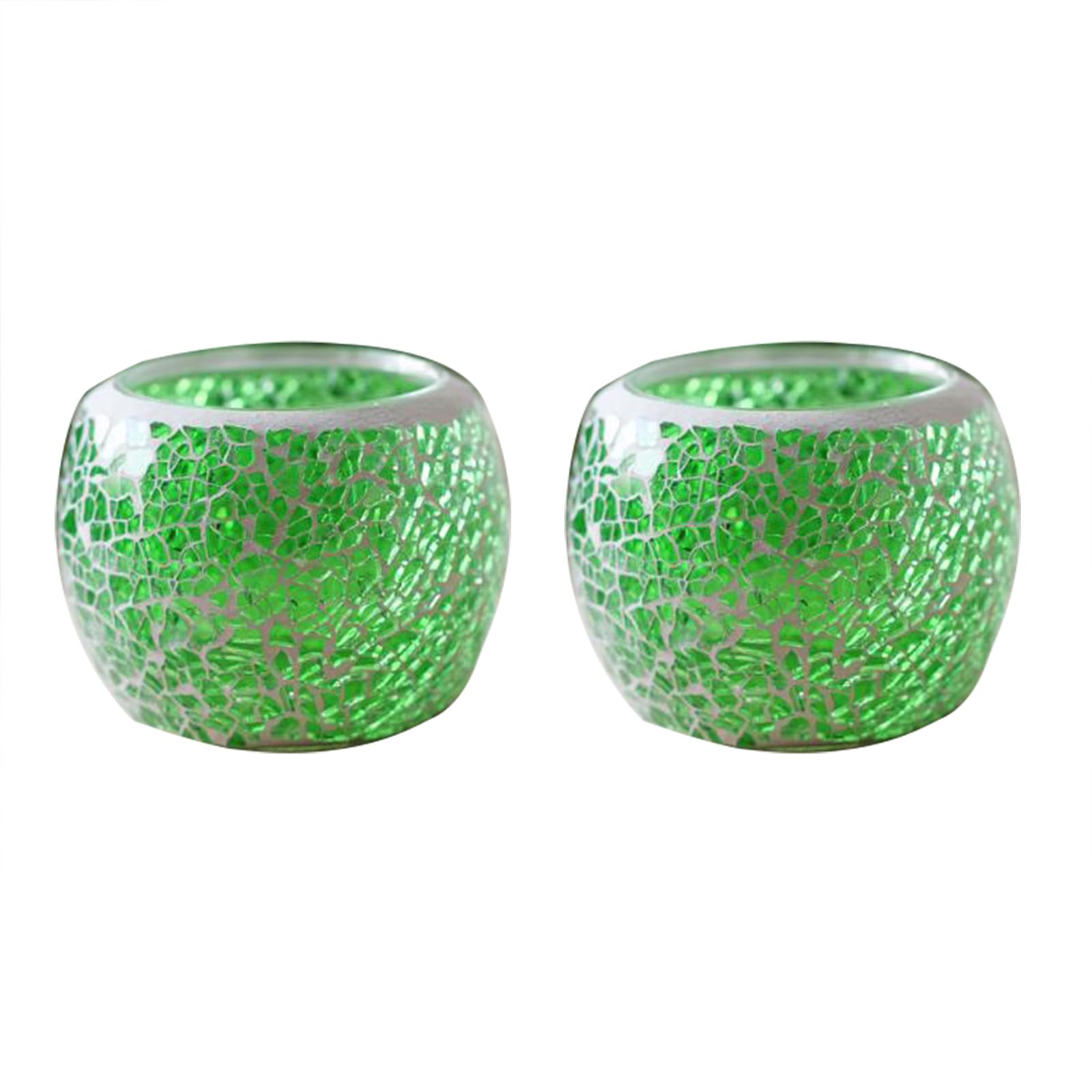 Jarsense Set of 3 Mosaic Glass Tea Light Candle Holders Decorative Round Candle Holders for Wedding Party Table Bedroom Decor (Green)