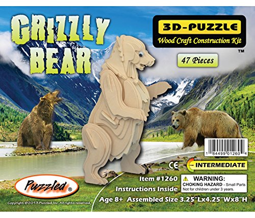 Puzzled Grizzly Bear 3D Natural Wood Puzzle