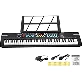 Kids Keyboard Piano 61 Keys, Gift for Boys Girls [Black] | Beginner Electronic Piano Keyboard with Teaching Mode, 100 Tones &amp; Rhythms, Portable Keyboard for Children with Microphone