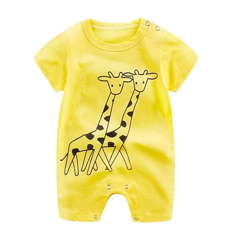 Baby Jungen Mädchen Kletterkleidung Kurzarm Bodys Overall Niedlich Karikatur Strampler für 0-24 Monate Neugeborenes Kinder So