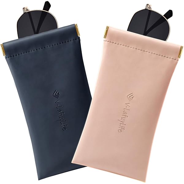 Vemiss 3 Pack PU Leather Eyeglass Pouch, Squeeze Top Soft  display picture 1