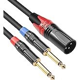 Disino Dual 1/4 inch to XLR Male Y Splitter Cable,Male XLR to Dual 6.35mm TS Mono Plug Microphone Audio Converter Adapter - 3.3 feet