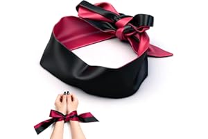 Sex Blindfold Sex Restraints Adjustable Sleeping Mask Satin Eye Mask BDSM SM Dual Sides Blindfold Handcuffs Wrist Ankle Cuffs