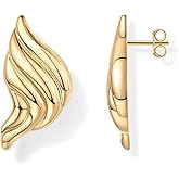 PAVOI 14K Gold Plated Chunky Vintage Earrings for Women - Trendy Textured Ribbed Knot Geometric Triangle Rope Button Seashell Wing Dangle Drop Stud Earrings Dupes