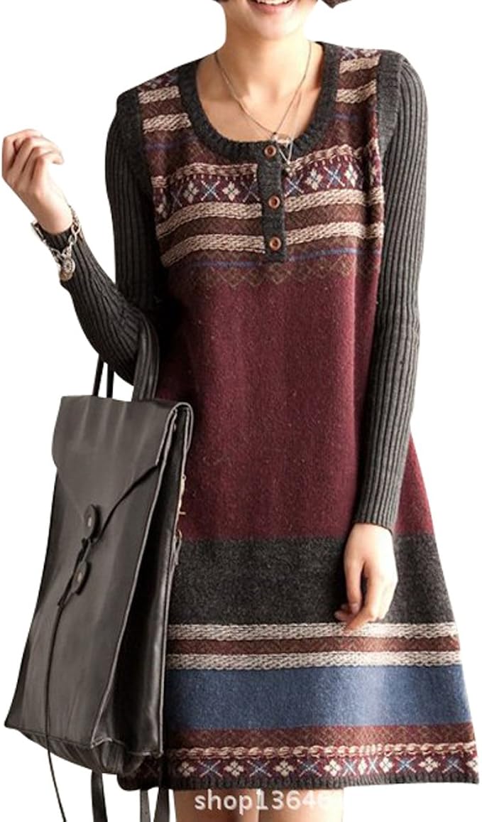 dark red sweater dress