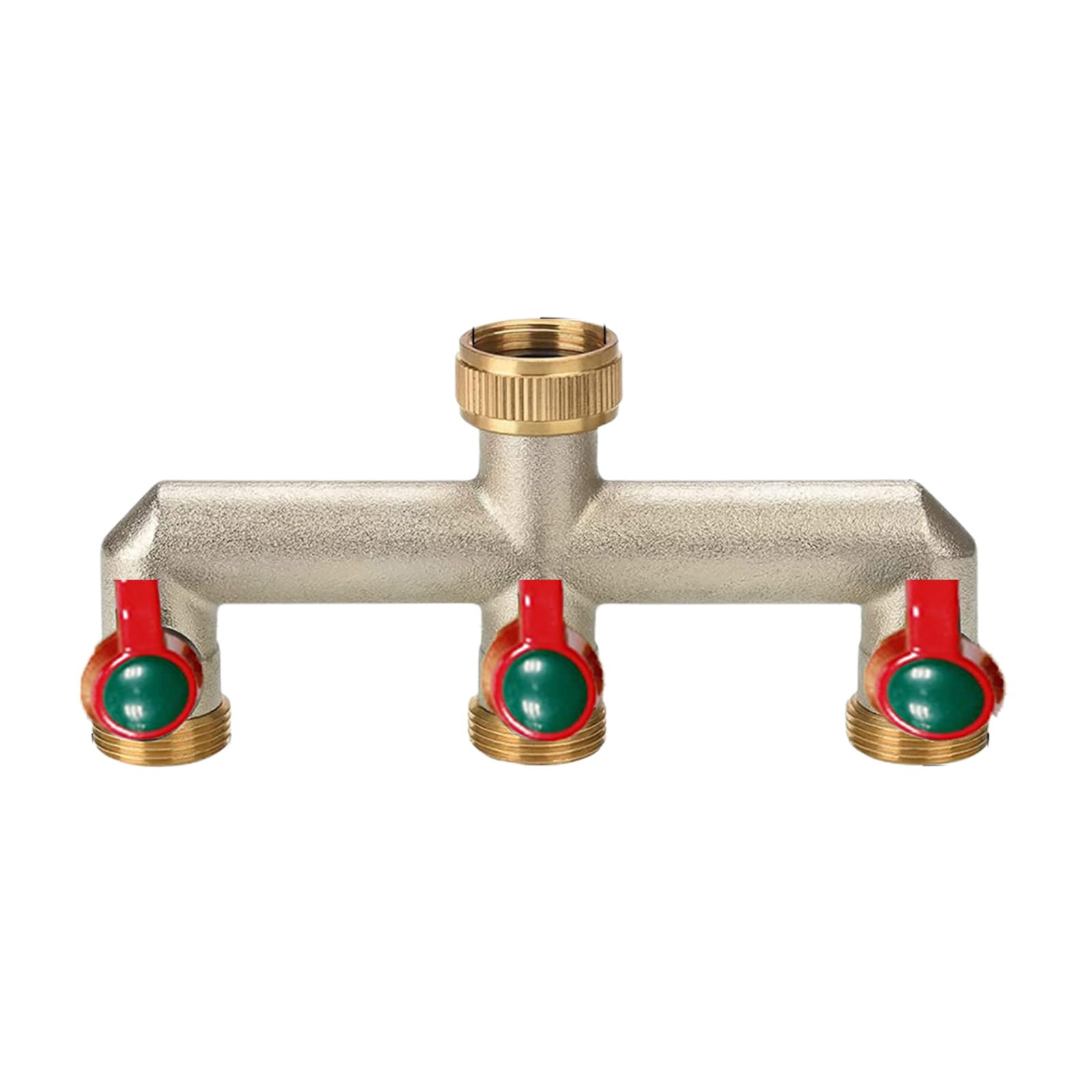POPOYU Outdoor Tap Splitter 3 Way,Brass Garden Water Splitter,Brass Garden HoseSplitter,3 Way Water Connector with On/Off Valves and Extended Handle,Hose Splitter Connection for Garden Hose Tap