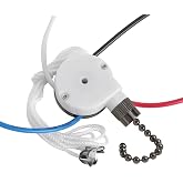 Ceiling Fan Switch Kit Zing Ear ZE-208S E89885 3 Speed 4 Wire Fan Switch Pull Chain Ceiling Fan Switch Speed Control Switch with Rope for Ceiling Fans, Wall Lamps, Cabinet Light, Black Bronze