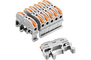 JANDECCN 50 Pack DIN Rail Terminal Blocks, Compact Wire Conductor Wiring Connectors for 24-12 AWG
