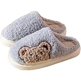 Epsion Women Cute Bunny Slippers Faux Fur Fluffy Winter Slip-On House Slippers Warm Fuzzy Anti-Skid Indoor Outdoor Shoes