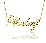 AOLO Presley Heart Name Necklace 18k Gold Plated