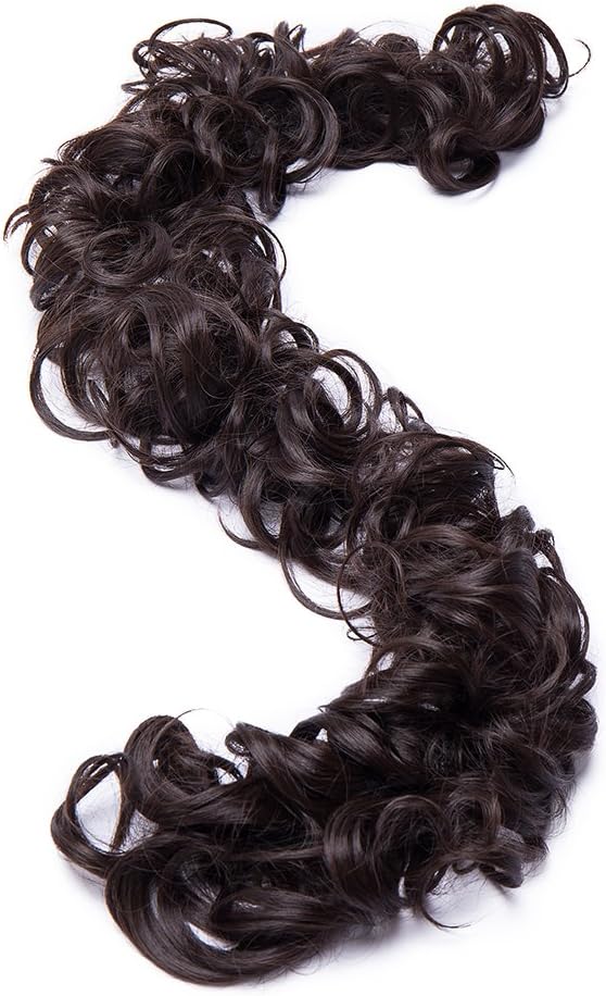 Long Hair Bun Scrunchy Scrunchie Up Do Hairpiece Curly Messy Hair Ribbon Ponytail Extensions Wavy - Medium Brown - Image 4