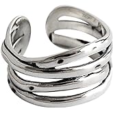 925 Sterling Silver Adjustable Layered Chain Ring, Party Rings For Women