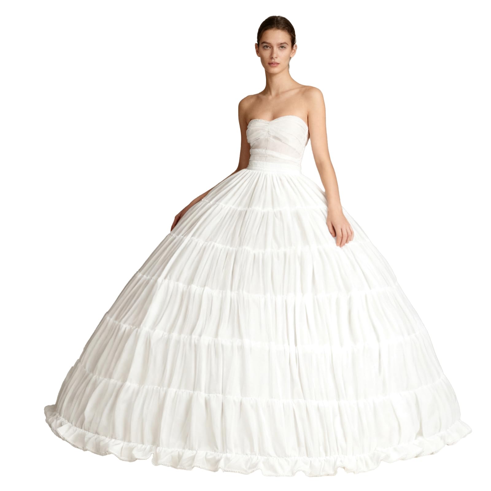 Photo 1 of Women Puffy Crinoline Petticoat 6 Hoop Skirt Slips Long Underskirt for Quinceanera Wedding Bridal Dress