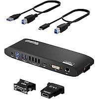 Plugable USB 3.0 Universal Docking Station for Windows, macOS, ChromeOS (Dual HDMI Monitors or DVI/VGA, Gigabit Ethernet, Aud