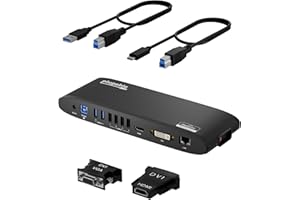 Plugable Universal Docking Station for Windows, MacBook, Chromebook - Dual HDMI Monitors or DVI/VGA, Gigabit Ethernet, Audio, 6 USB Ports (UD-3900H)