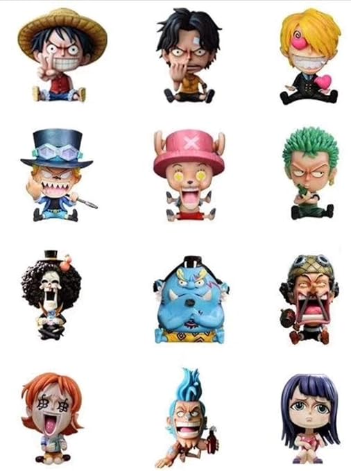 Mnzbz Anime Figures One Piece Cute Sitzen Zoro Ruffy Sanji Robin Nami Brook Ace Ranky Lysop Chopper Kindheit Pvc Actionfiguren Op Lovely Collect 12pcs Set Amazon De Kuche Haushalt