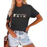Lytiarul Highland Cow Shirts for Women Cute Cattle Cowgirl T-Shirt Funny Animal Graphic Farm Life Tee Western Casual Tops