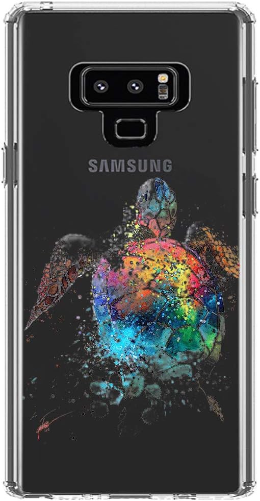 LEMONCOVER Phone Case Compatible with Galaxy Note 9 Case,Lovely Animal Colorful Pattern Soft Silicone Protective Shockproof Clear Cute Design Funny Bumper Back Cover for Galaxy Note 9, Sea Turtle