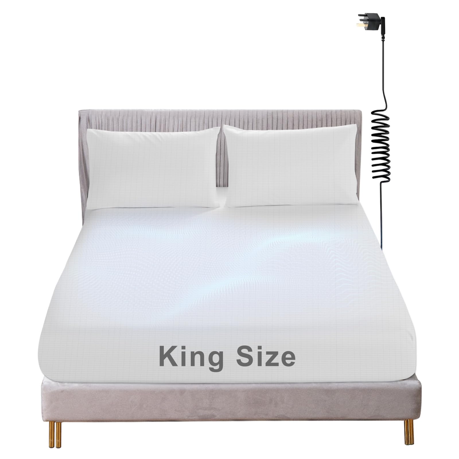 Grounding Fitted Sheet, Earthing Sheets King Size with 15ft UK Cord, Grounding Bed Sheet with 5% Silver Fiber & 95% Organic Cotton for Improving Sleep, Better Working (150x200cm)