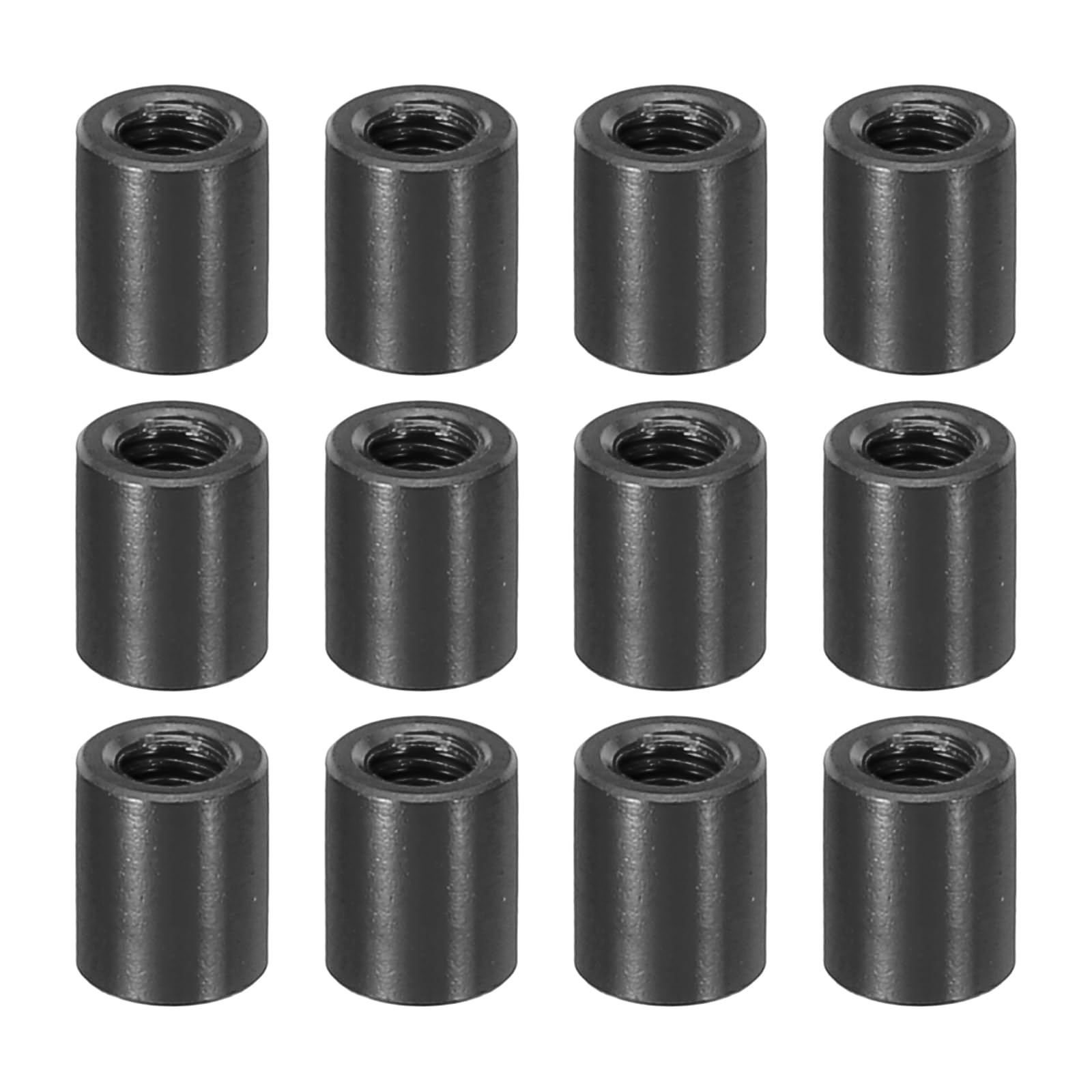 PATIKIL 12pcs M3 Metal Threaded Standoff Spacer Nuts, Round Aluminum Spacers Female Coupling Screws, 1/8" ID x 3/16" OD, Black, (6mm L) — image 1