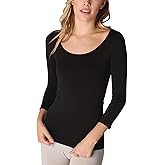 NIKIBIKI Women Seamless 3/4 Sleeve Scoop Neck Top, Made in U.S.A, One Size