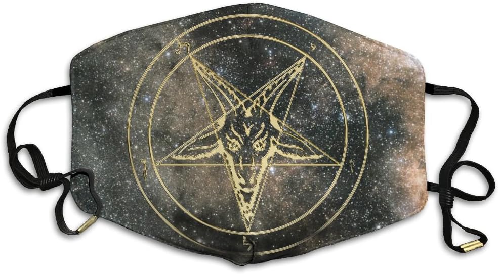 GOLD Baphomet Inverted Pentacle Pewter Satanic Goat Head Unisex Respirator Masks Dust Mask Mouth Mask For Men Women Mask One Size