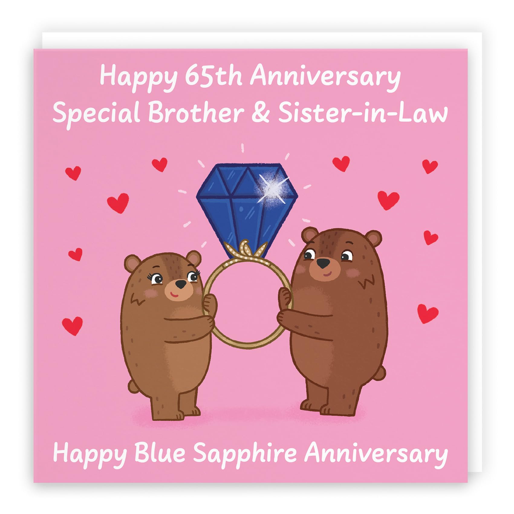 Hunts England - Brother And Sister In Law 65th Anniversary Card - Blue Sapphire Anniversary - 65 Years - Cute Fun Bears Card For Brother & Sister-in-Law - Love Story Collection