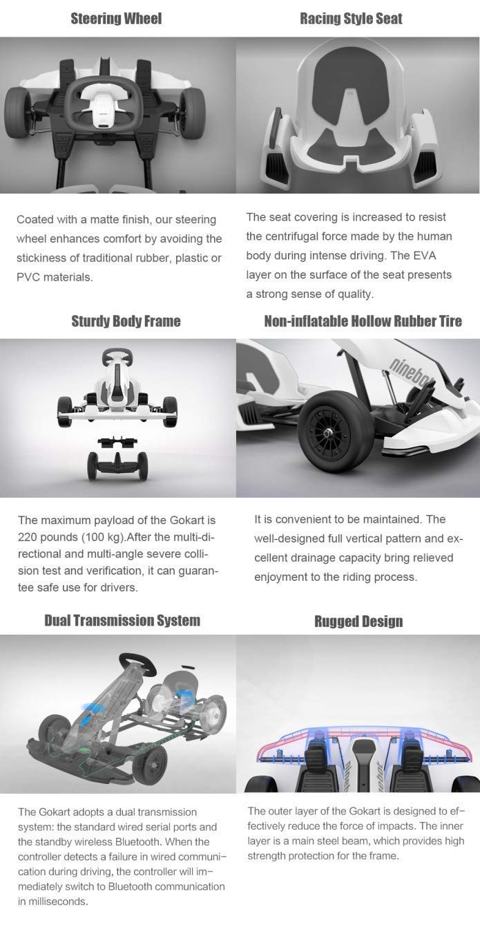 Ninebot Electric GoKart Kit for Segway miniPRO Ninebot S, 12.4 Miles Range, 15 MPH Top Speed