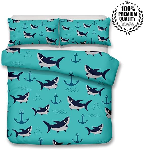 Juego de Ropa de Cama, Morbuy 3D Tiburón Impresión Microfibra Juego de