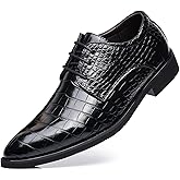 Men's Retro Crocodile Print Dress Shoes Modern Formal Business Oxford Casual Leather Shoes