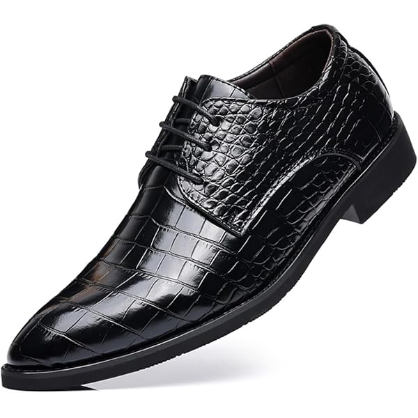 Men's Alligator Pattern Croco Shiny Leather Lace Up Dress Formal Shoes - Oxfords Size 6-11