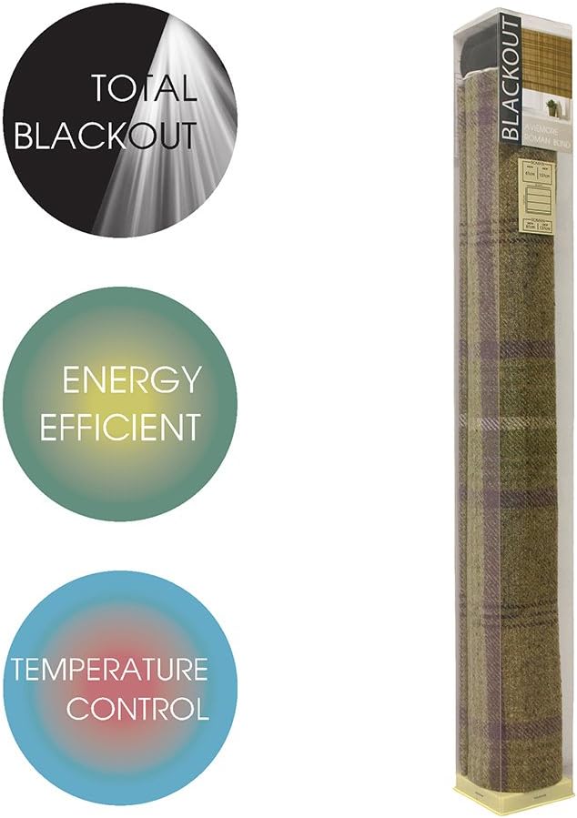 Aviemore Blackout Roman Blind, Thistle Brown, Heritage Tartan Check, Faux Wool Effect, Ready Made (Fittings Included) - Image 5