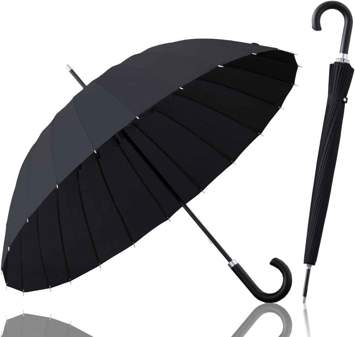 24 bones umbrella glass fiber (manufactured by DuPont water-repellent) Black from JAPAN