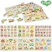 FunsLane 6 Pack Wooden Peg Puzzles for Toddlers - Alphabet, Numbers, Animals, Vehicles, Ocean, Fruits- Great Gift for Girls and Boys Christmas, Preschool Educational Development Toy