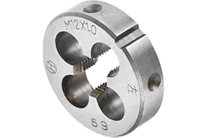 CoCud Round Thread Repair Die, M12x1 Die 38mm OD, Alloy Tool Steel Left Hand Cylindrical Pipe Threading Tool with 4 Chip Hole