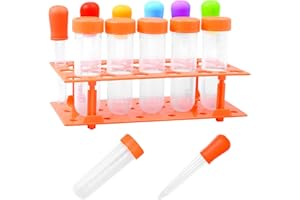 12 Pieces Science Learning Tools, Jumbo Test Tubes with Stand Set Includes 5 Pieces Jumbo Test Tubes, 6 Pieces Silicone Liqui