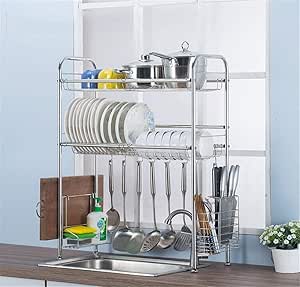 Práctico estante para platos práctico de cocina sobre fregadero Estante