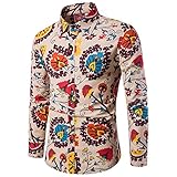 YOcheerful Men's Shirt Top Blouse Long Sleeve Polo Dress Shirt Henley Floral Jumper T Shirt