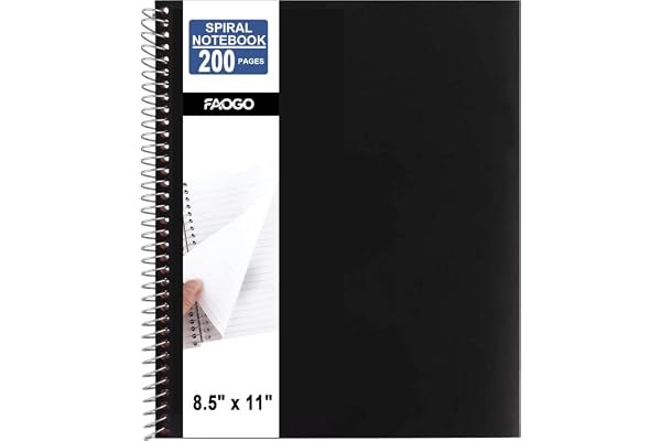 Spiral Notebook, 8.5" x 11", 200 Sheets, College Ruled & Graph Paper, Water-Resistant Cover, Easy Tear-Off, 3-Hole Punched, Black - Ink Bleed Resistant Lawn, Yard, Patio, Garden Cleaning 1