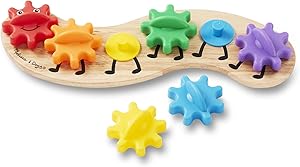Melissa & Doug Zahnrad-Spielzeug | 7-teilige Raupe | Holz-Lernspielzeug mit Zahnrädern | Motorikspielzeug | Für Kinder ab 18 Monaten