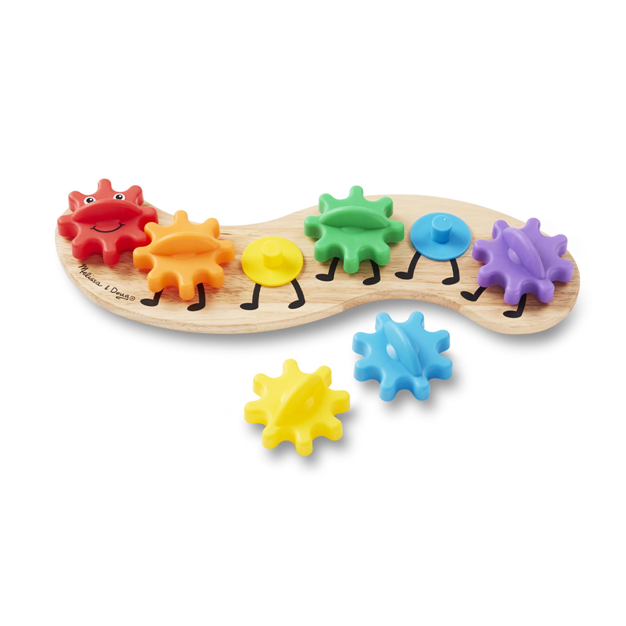Melissa & Doug Rainbow Caterpillar Gear Toy – Colorful Wooden Activity Set with 6 Interchangeable Gears – Developmental Toy for Toddlers Age 18 Months Plus