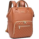 BHAFEM Baby Diaper Bag Backpack, Vegan Leather Diaper Backpack with Laptop Compartment 15.6 inch, Baby Bag Large Capacity, Waterproof Travel Backpack(Brown)